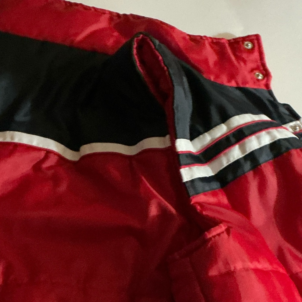 Red with Super Dark Midnight Blue & White Strips Puffy Vest Jacket - Picture 16 of 16